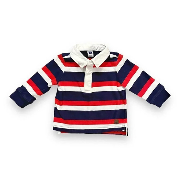 Janie & Jack | Infant Rugby Striped Polo (6-12 mos) 🔴⚪️🔵 - Picture 1 of 5
